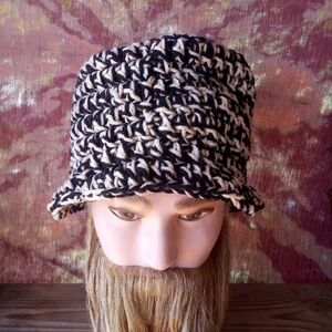 Handmade Black and Tan Bucket Hat   6 1\2" L 18"W